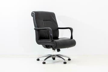 Poltrona Frau Forum executive 4 x zwart leer gebruikt Design, Overige plaatsen, Ophalen of Verzenden, Gebruikt, Stoel
