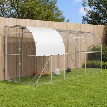 vidaXL Kippenhok Tegen de Muur zilver 600 x 100 x 215 cm, Dieren en Toebehoren, Verzenden, Nieuw