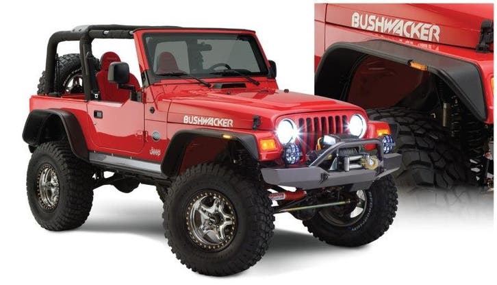 Bushwacker 97-06 Jeep Wrangler Flat Style Flares 4pc - Black, Computers en Software, Apple iPads, Ophalen of Verzenden