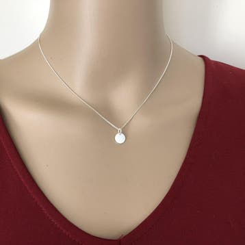 925 Zilveren rond tag hangertje aan ketting, Verzenden, Nieuw, Zilver