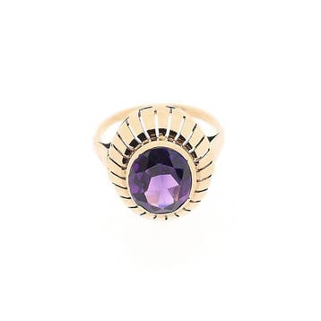Roségouden ring gezet met een synthetische edelsteen, 18 tot 19, Gebruikt, Ophalen of Verzenden, Dame of Heer