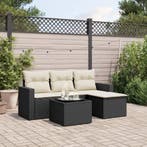 vidaXL 5-delige Loungeset met kussens poly rattan zwart, Tuin en Terras, Tuinsets en Loungesets, Verzenden, Nieuw, Rotan, Loungeset