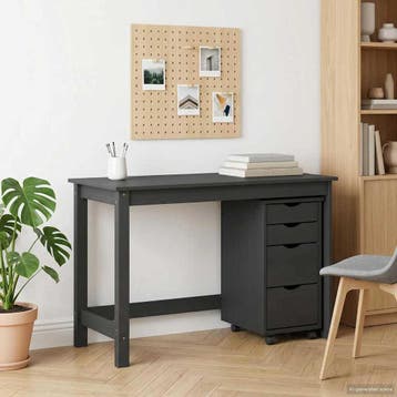 vidaXL Bureau en rollende kast set MOSS 2 st Grijs, Verzenden, Nieuw