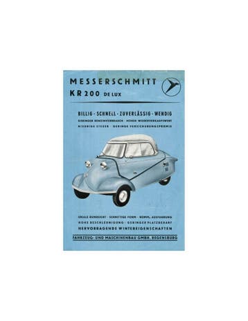 1959 MESSERSCHMITT KR 200 DELUXE LEAFLET DUITS, Nieuw, Author