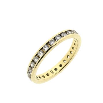 Gouden alliance ring met zirconia, Gebruikt, Ophalen of Verzenden, 17 tot 18, Met edelsteen