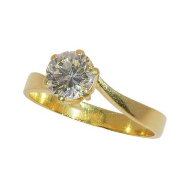 Ring - 18 karaat Geel goud - 0.95ct. tw. Diamant, Nieuw