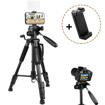 MOJOGEAR 140cm driebeenstatief met Premium Telefoonhoude..., Audio, Tv en Foto, Fotografie | Statieven en Balhoofden, Verzenden