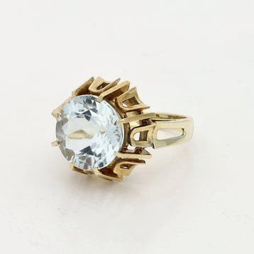 Ring - 14 karaat Geel goud - 5.80ct. tw. Aquamarijn, Nieuw