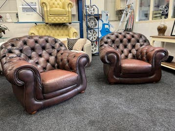 Chesterfield Maarssen ! Vintage Leren Chesterfield Fauteuils, Huis en Inrichting, Ophalen, Gebruikt, Leer, Chesterfield