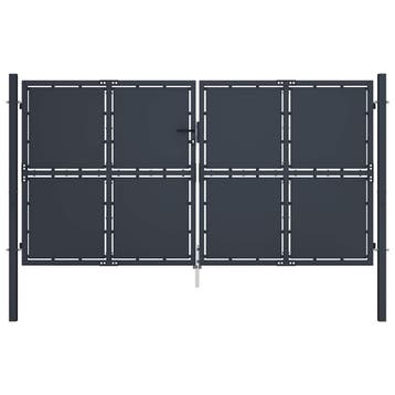 vidaXL Tuinpoort staal 300x125 cm antraciet, Verzenden, Nieuw