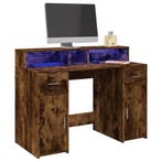 vidaXL Bureau met LED-verlichting 120x55x91 cm hout gerookt, Huis en Inrichting, Bureaus, Verzenden, Nieuw