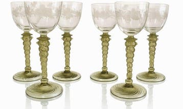 Böhmen - Borské Sklo - Wijnglas (6) - Kristal