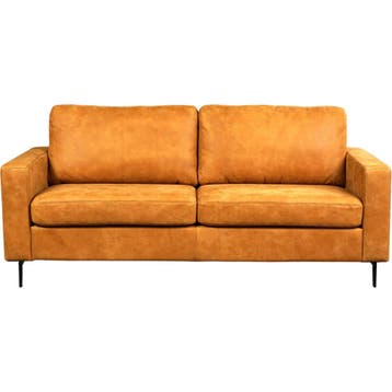 Leren bank Match - 3 zits - Kenia Cognac (cognac) - Poten, Huis en Inrichting, Nieuw, Ophalen of Verzenden, Rechte bank, Modern