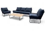 Tuinset / Loungeset Rio Zwart gevlochten Touw Kussens, Ophalen of Verzenden, Nieuw