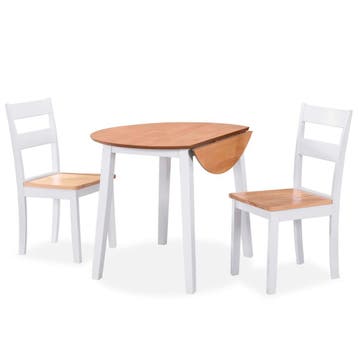 vidaXL Eetkamerset MDF en rubberwood wit 3-delig, Verzenden, Nieuw