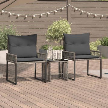 vidaXL Buitenmeubelset 7 pcs Grijs en Donkergrijs poly, Verzenden, Nieuw, Rotan, 7 zitplaatsen