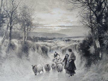 Frank Corbyn Price (1862-1933) - Schapen in een winters, Antiek en Kunst