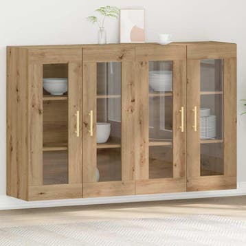 vidaXL Wandkasten 2 st Artisan Eiken 69,5 x 34 x 90 cm, Minder dan 50 cm, Verzenden, Nieuw, Minder dan 100 cm