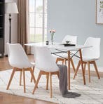 6x Scandinavische Stoelen Set - PU-Leder Beukenhout Design, Huis en Inrichting, Stoelen, Verzenden, Zwart, Nieuw, Vijf, Zes of meer stoelen