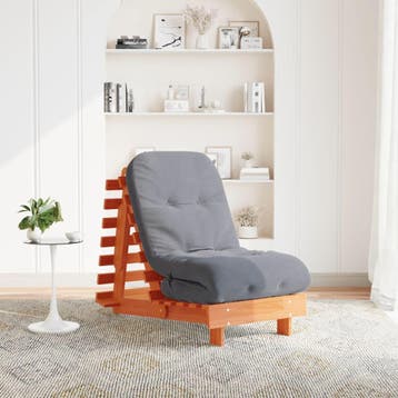vidaXL Futon slaapbank met matras 60x206x11 cm grenenhout, Verzenden, Nieuw, Bruin
