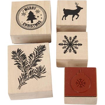 Stempelset, Kerstmis, 5 div/ 1 doos, Hobby en Vrije tijd, Schilderen, Nieuw