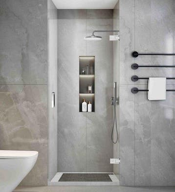 BWS Profielloze Douchedeur 90 x 200 cm Chroom – 8 mm, Ophalen of Verzenden, Nieuw, Chroom, Bad