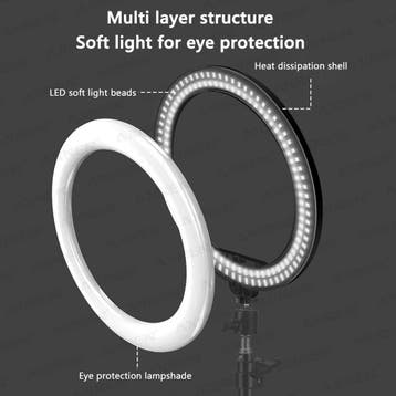 26 cm LED Ringlicht met Statief en Telefoonhouder, Nieuw
