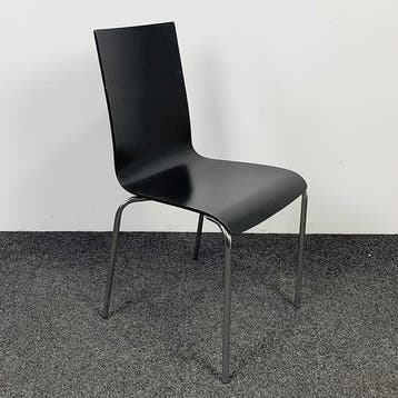 Kantinestoel - Zwart Houten Zitting, Ophalen of Verzenden, Gebruikt, Zwart