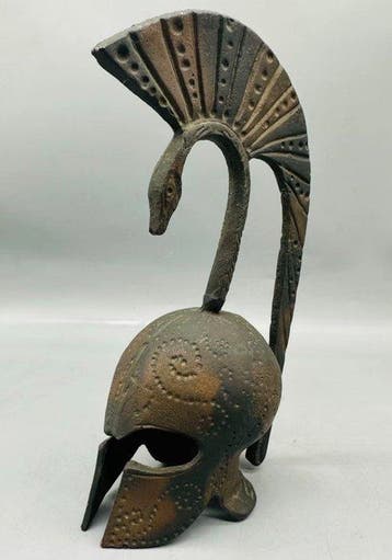 Beeldje - Vintage European Bronze Helmet Bird Table Bell,