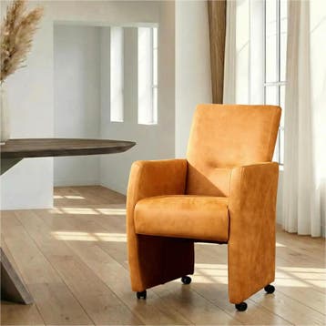 Leren eetkamerstoel Pleasure - Kenia Cognac (cognac) -, Ophalen of Verzenden, Nieuw, Leer, Eigentijds, Modern