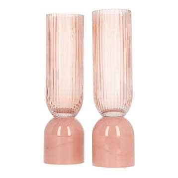 Vaas - Glas - Set roze vazen