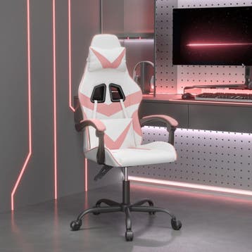 vidaXL Gamestoel kunstleer wit en roze, Verzenden, Nieuw, Roze
