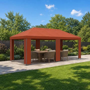 vidaXL Tuinprieel 6 x 3 m Terracotta Polyester en staal 190, Verzenden, Nieuw