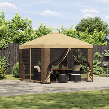 vidaXL Tuin Gazebo met Zijwanden 3 x 3 m Crèmekleurig, Verzenden, Nieuw