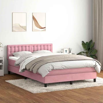 vidaXL Boxspring met matras fluweel roze 160x210 cm, Huis en Inrichting, Slaapkamer | Bedden, Verzenden, Nieuw, Stof