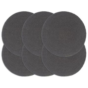 vidaXL Placemats 6 st rond 38 cm katoen effen donkergrijs, Verzenden, Nieuw, Grijs