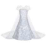 Prinsessenjurk - Witte Elsa jurk met sleep - Korte mouw, Ophalen of Verzenden, Nieuw