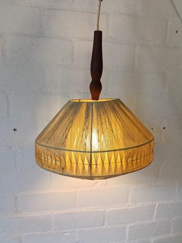 Lamp - touw, teakhout, plastic