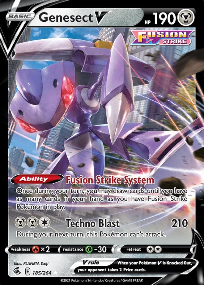 Genesect V 185/264 (Fusion Strike), Hobby en Vrije tijd, Verzamelkaartspellen | Pokémon, Losse kaart, Nieuw, Foil, Ophalen of Verzenden