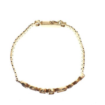 Gouden dames schakelarmband, Ophalen of Verzenden, Gebruikt, Goud, Goud