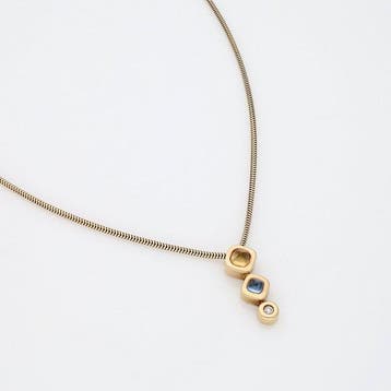 Halsketting - 14 karaat Geel goud - Diamant - citrien,, Nieuw