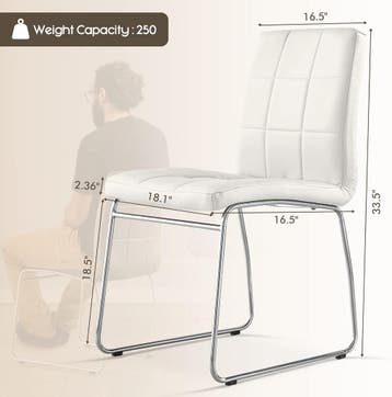 Eetkamerstoelen - Set van 2 - Kunstleer - Wit - SICOTAS, Verzenden, Zo goed als nieuw