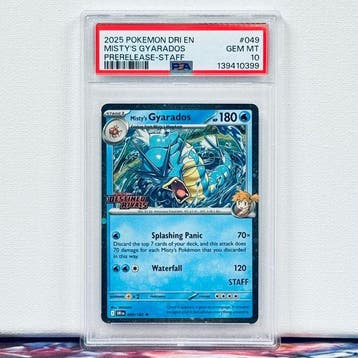 Pokémon Graded card - MISTYS GYARADOS #049 PRERELEASE STAFF, Nieuw