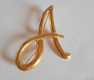 Broche - 18 karaat Geel goud - Speld met de letter A