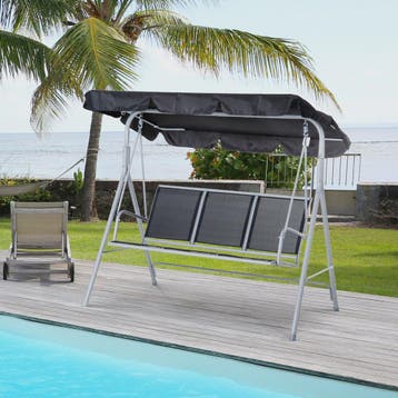 Outsunny Swing Swing garden 3 seater awning adjustable backr, Verzenden, Nieuw