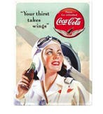 Coca Cola Takes Wings Lady reclamebord, Verzamelen, Verzenden, Nieuw