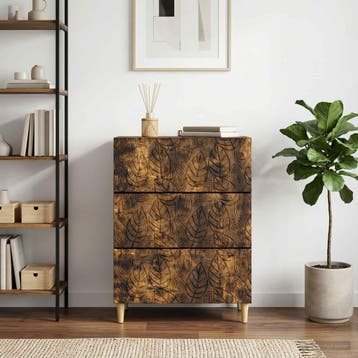 vidaXL Ladenkast Gerookt eiken 66 x 34,5 x 90 cm Bewerkt, Verzenden, Nieuw