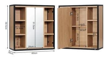 Badkamer Spiegelkast met Open Vakken en Verstelbare Planken, Verzenden, Nieuw