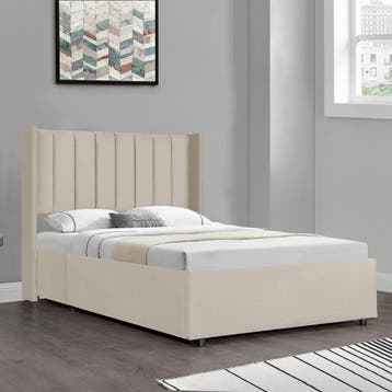 Gestoffeerd bed Savona - 200 x 140 cm - Beige - Incl. Bedlad, Verzenden, Nieuw