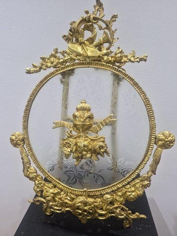19th-Century French Gilt Mercury-Gold Bronze Table Mirror,